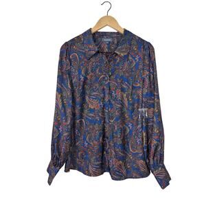 NWOT ModCloth Paisley Pintuck Boho Long Sleeve Button Down Blouse